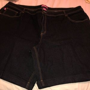 Dark wash denim shorts